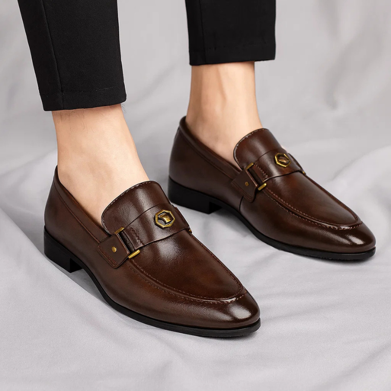 Simon | Metal-Trim Leather Loafers for Men