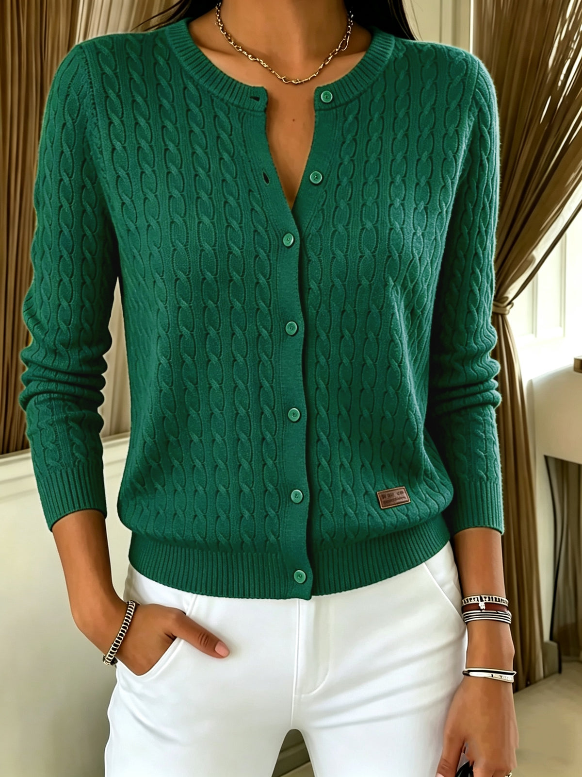 Vienna | Cable-Knit Button-Front Cardigan for Women