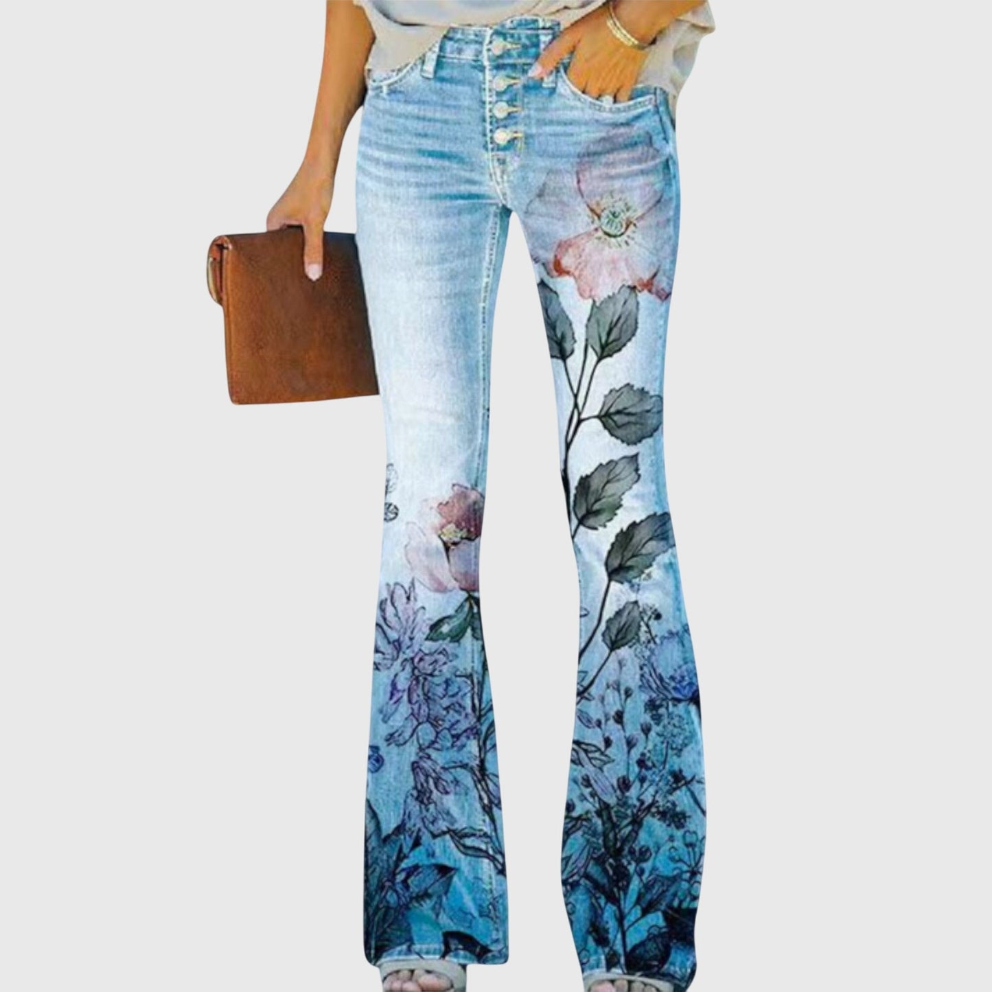 Pants | Women's Floral Wide Leg High-Waisted Trousers