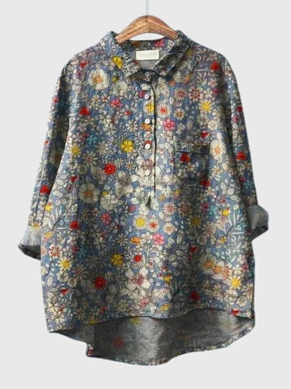 Valeria | Women's Floral V-Neck Long Sleeve Blouse – Work