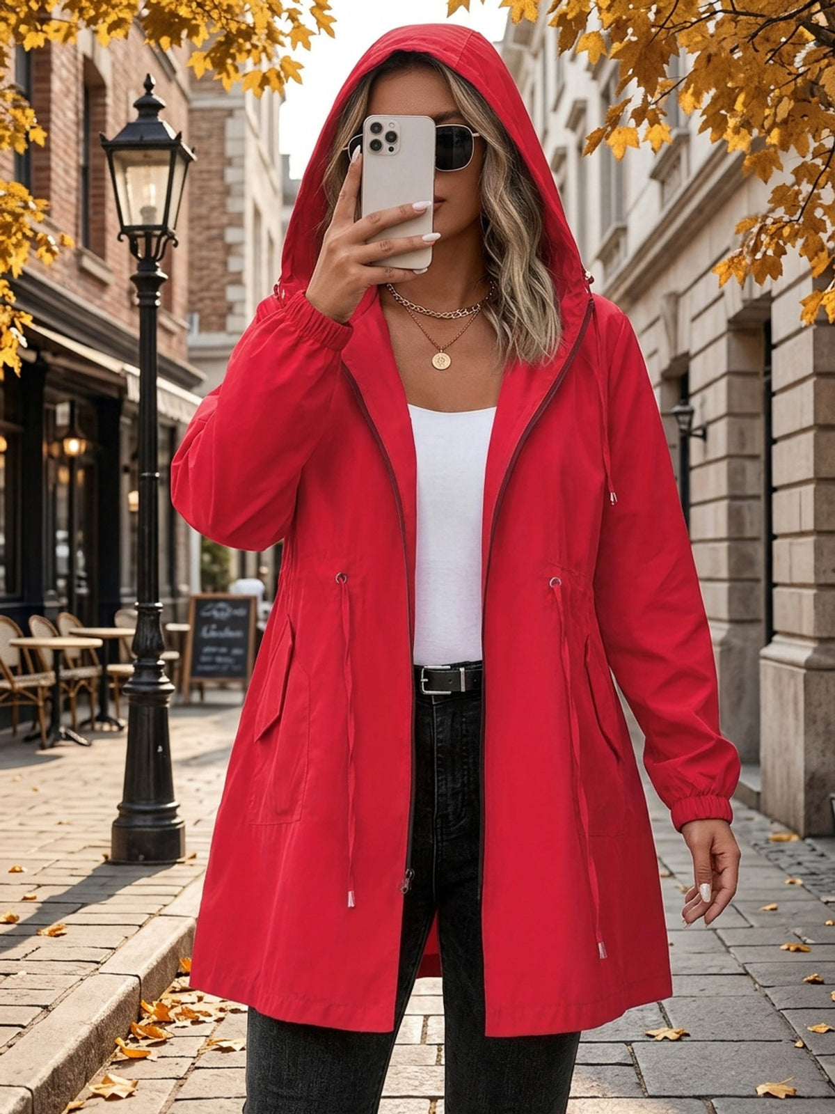 Constance | Zip-Up Hooded Longline Jacket with Drawstring