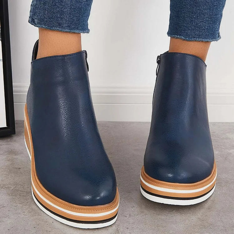 Anja Side-Zip Ankle Boots with Almond Toe for Women