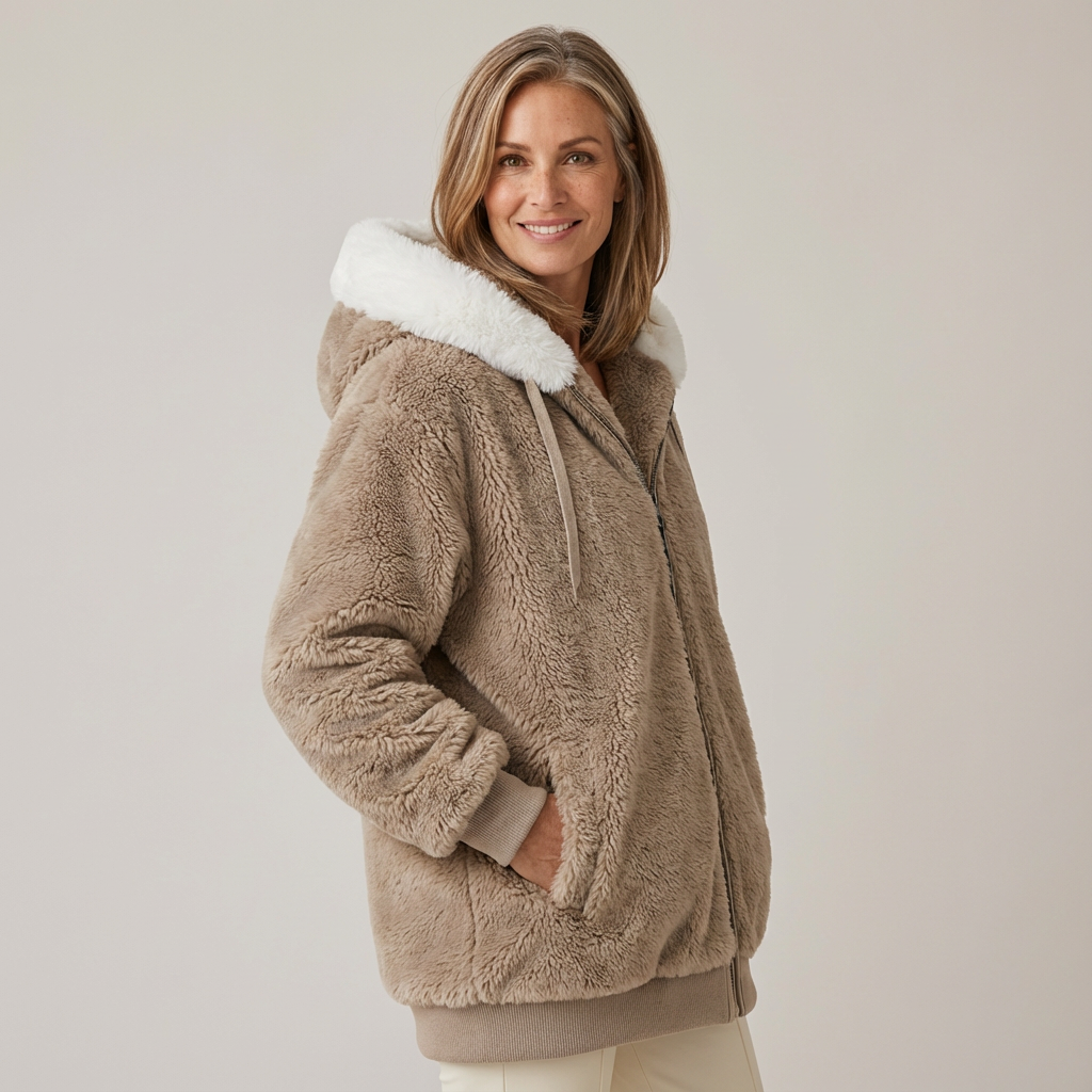 Kristia Women's Hooded Winter Jacket - Zip Front Parka Style