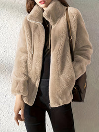 Cilla | Textured Sherpa Fleece Zip Jacket for Women