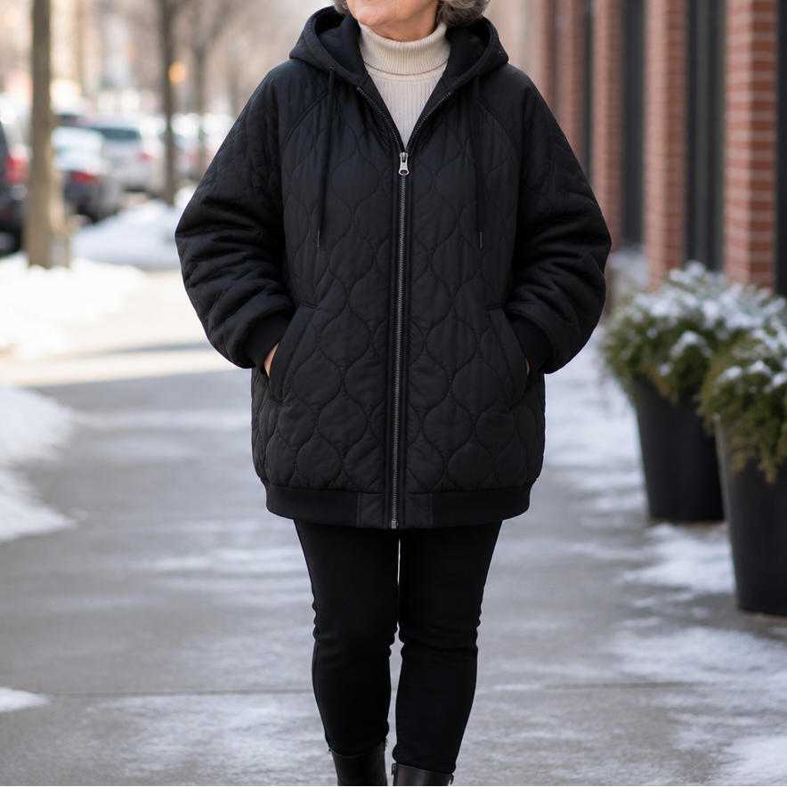 Zora | Quilted Hooded Puffer Jacket with Color-Block Panels