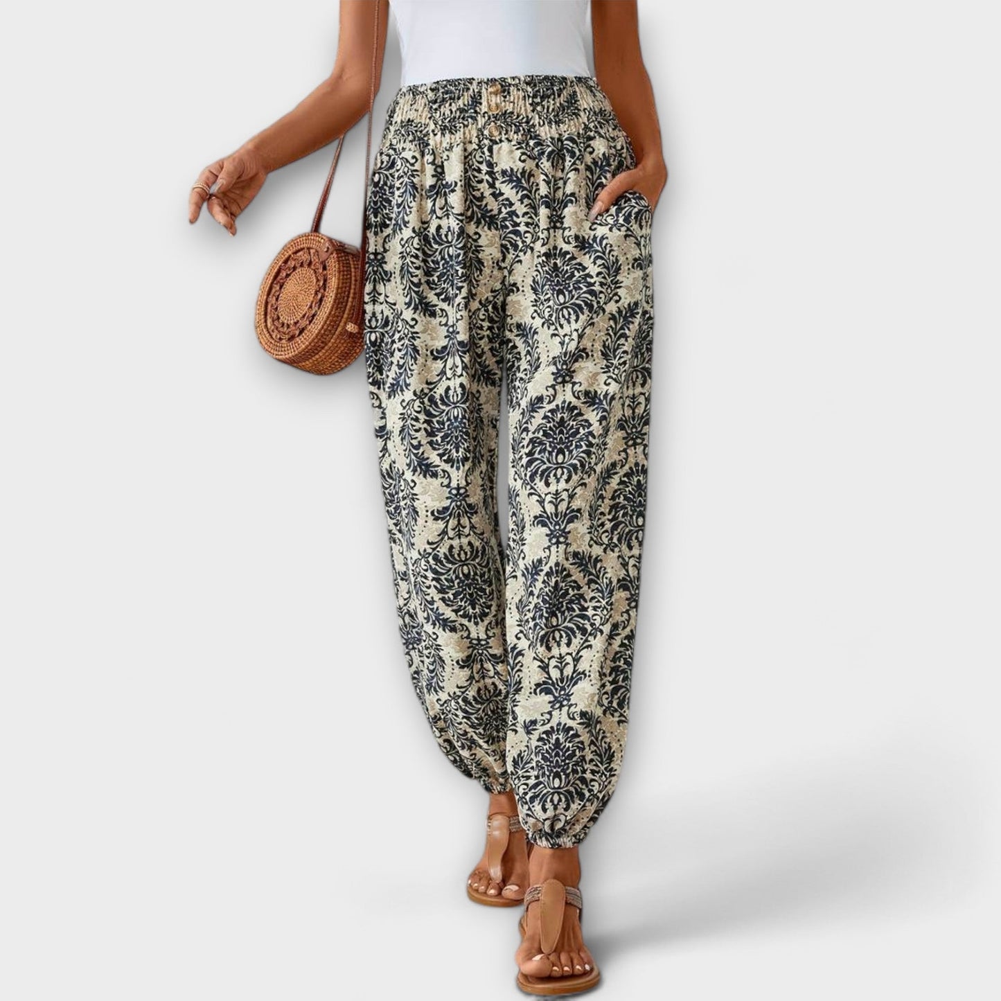 Scarlett | Women's Wide Leg Pants Ethnic Graphic Print – Casual Chic