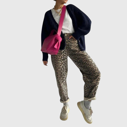 Chandra | Women's Vintage Leopard Print Jeans – Casual Chic