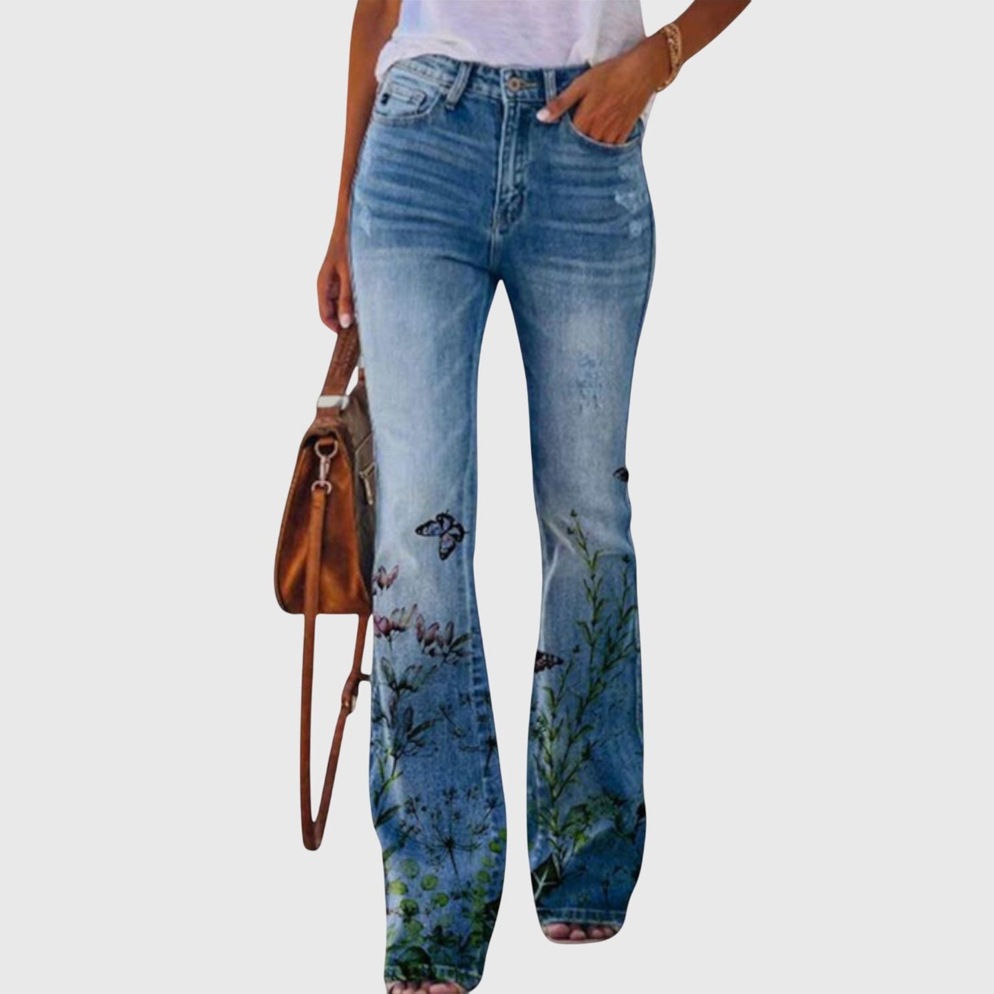Pants | Women's Floral Wide Leg High-Waisted Trousers