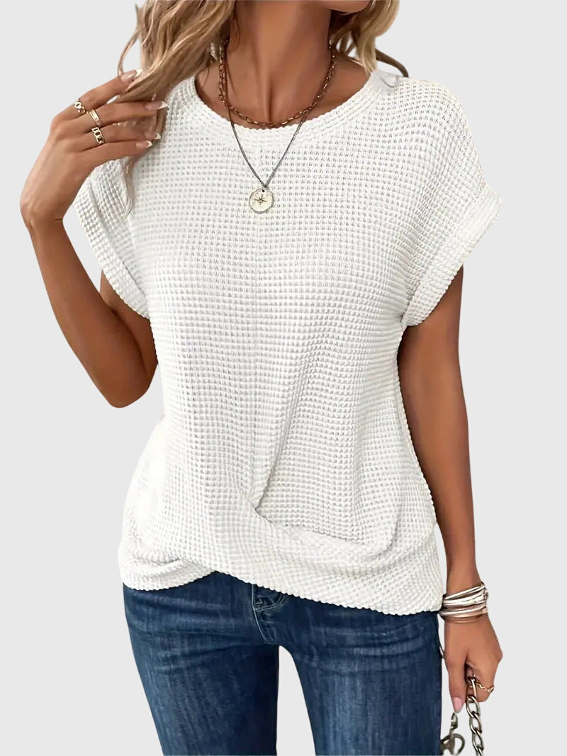 Isa | Women's Elegant Crew Neck Blouse for Work & Parties