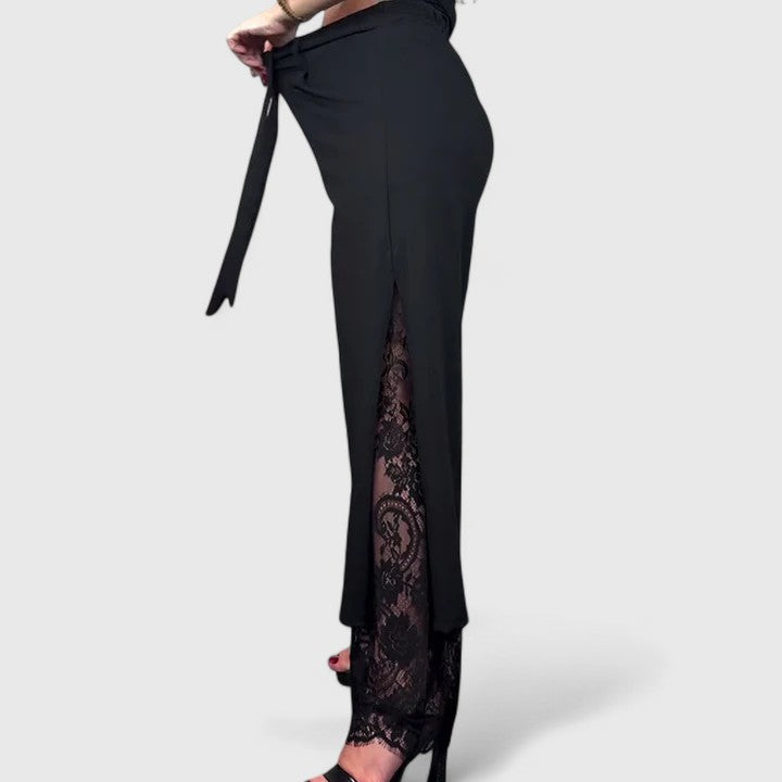 Madonna | Women's Wide Leg High-Waisted Trousers - Elegant Evening
