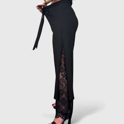 Madonna | Women's Wide Leg High-Waisted Trousers - Elegant Evening
