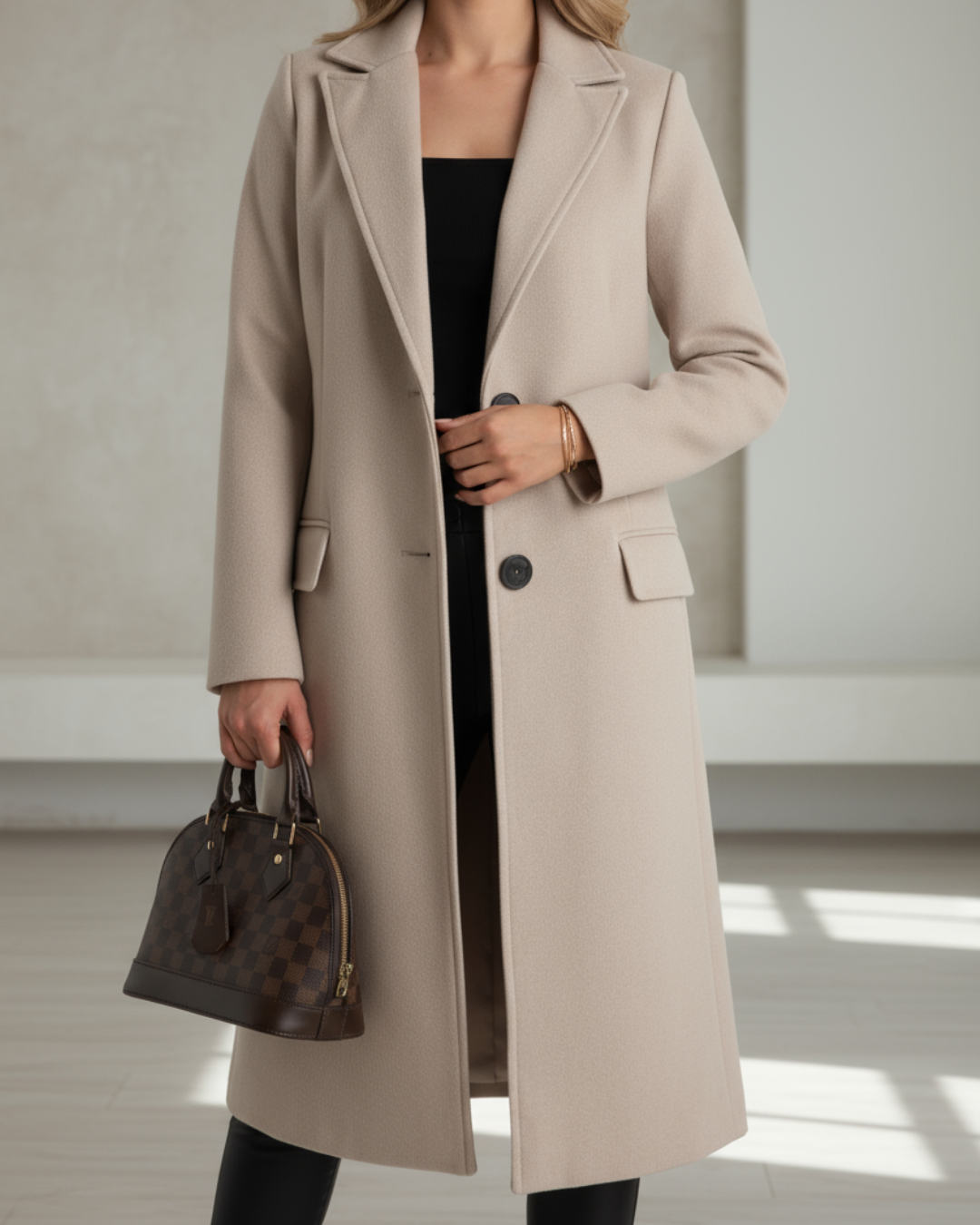 Anastacia | Women's Long Coat Relaxed-Fit Deep Pockets – Winter Layering