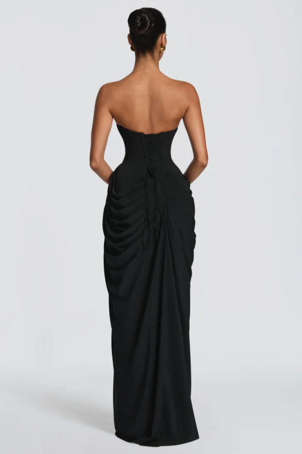 Guusje | Flowing Pleated Maxi Dress with V-Neck for Women