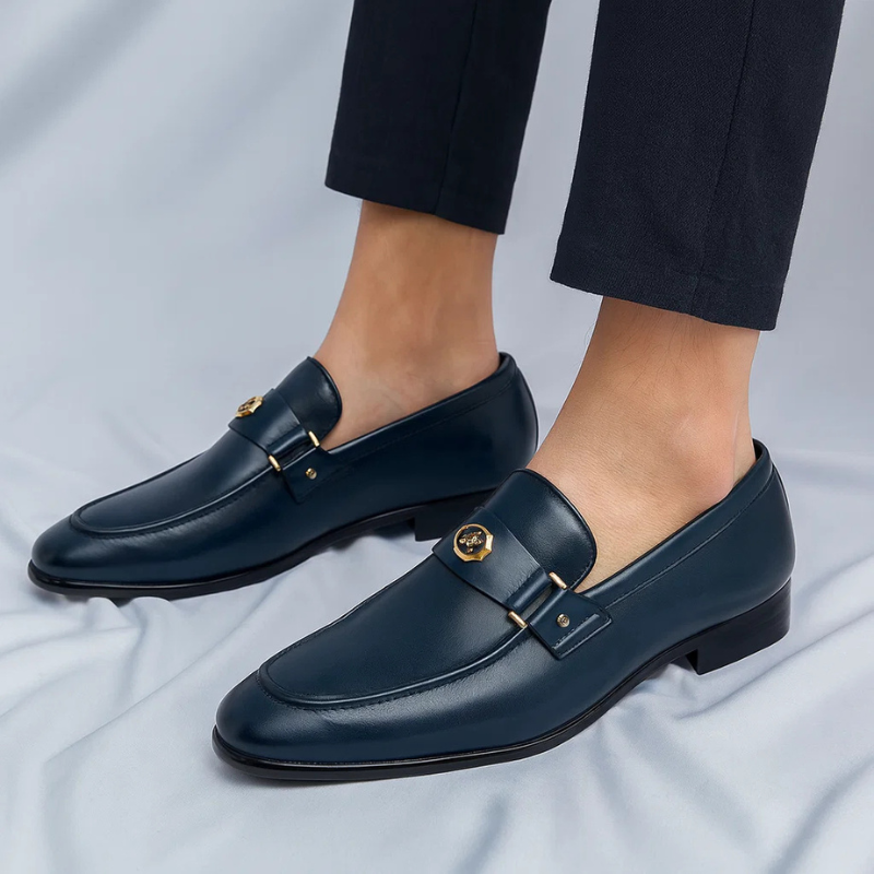 Simon | Metal-Trim Leather Loafers for Men