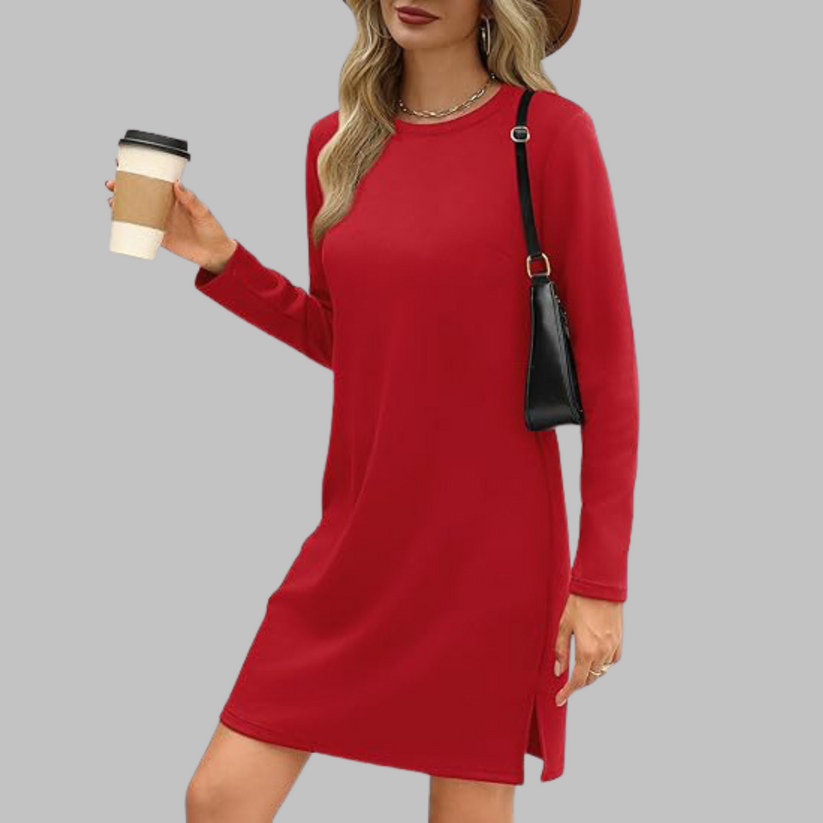 Gretchen | Round Neck Straight-Cut Long Dresses Sleeve for Women