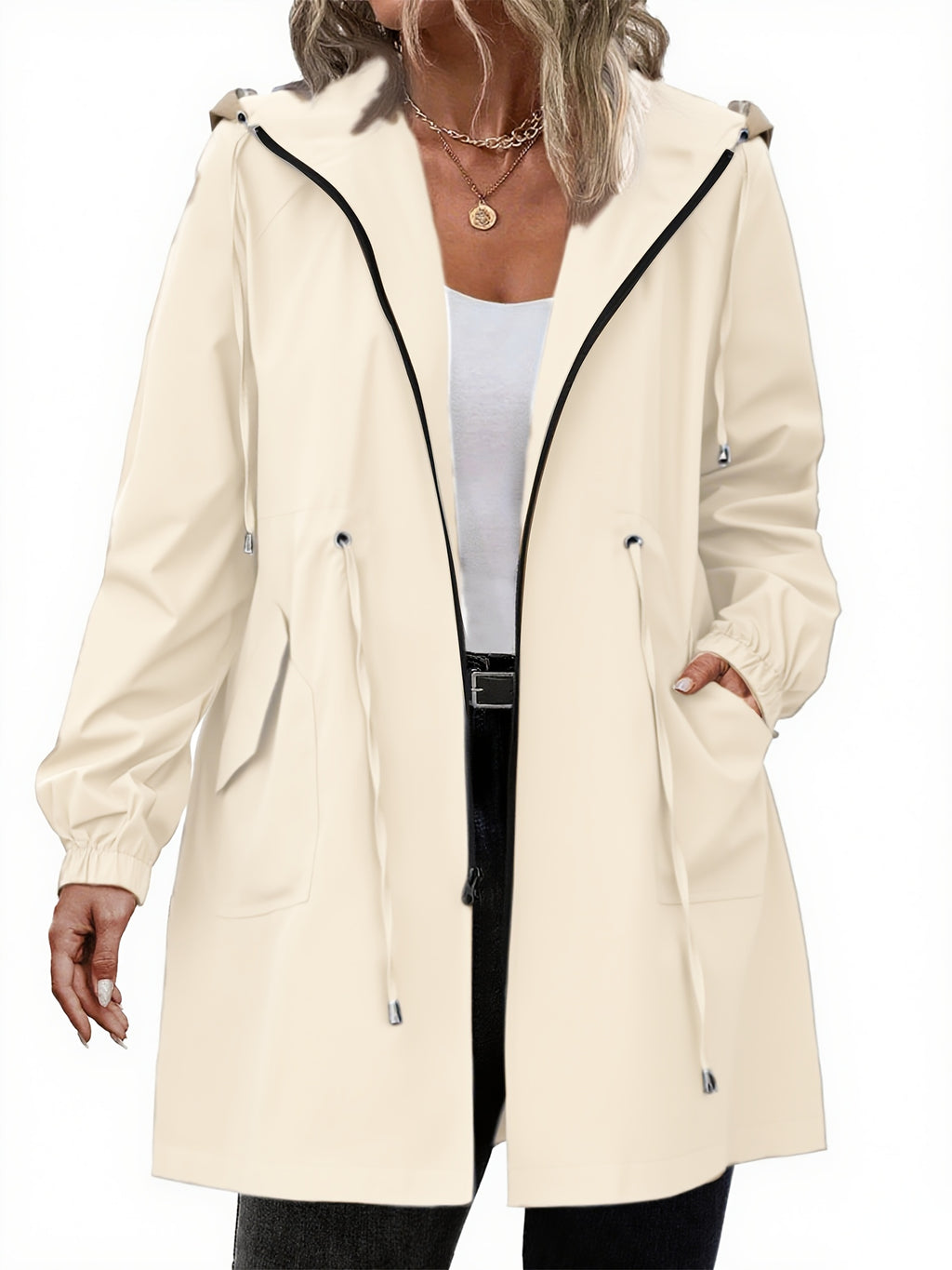 Constance | Zip-Up Hooded Longline Jacket with Drawstring