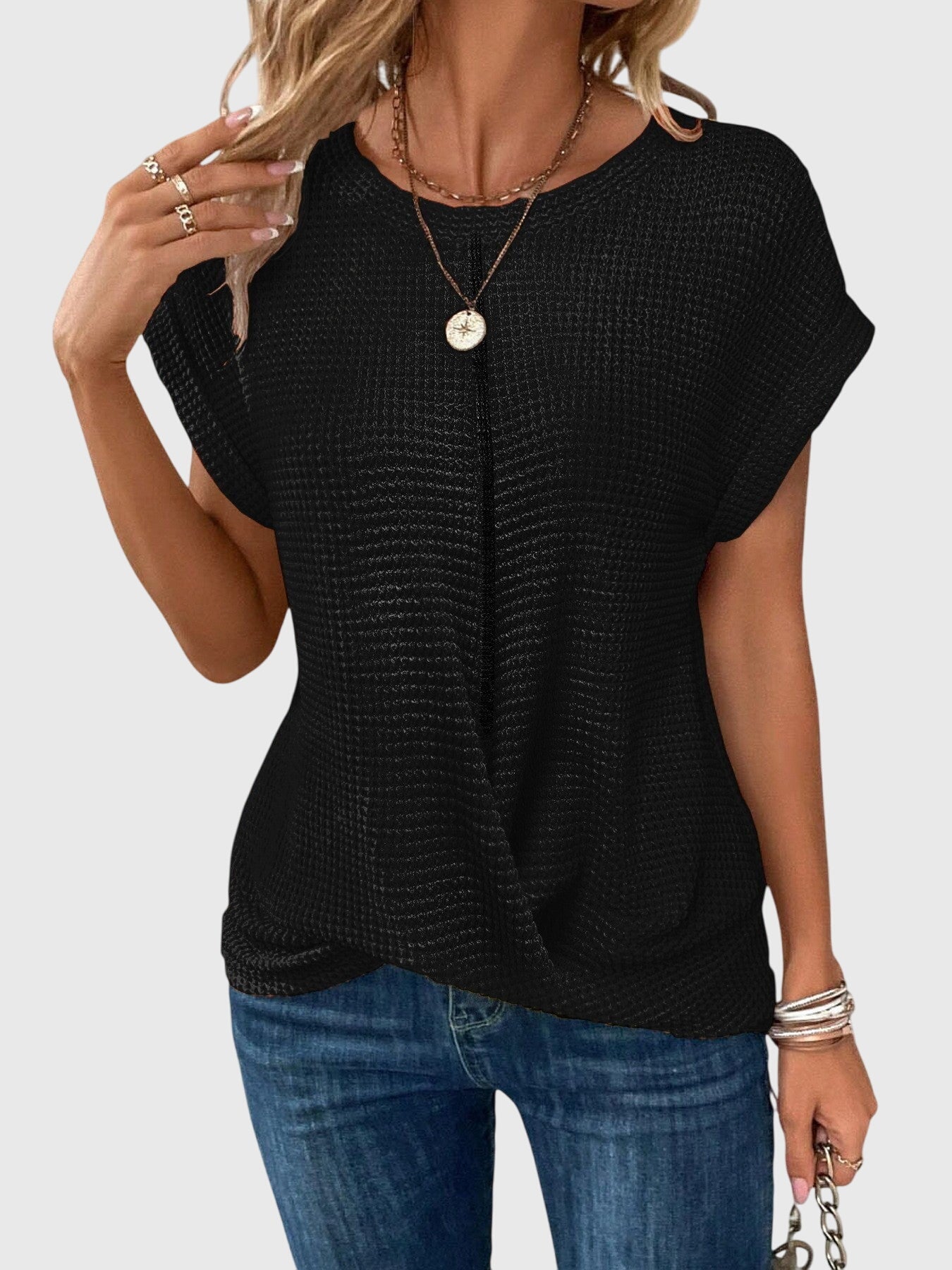 Isa | Women's Elegant Crew Neck Blouse for Work & Parties
