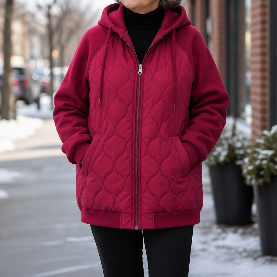 Zora | Quilted Hooded Puffer Jacket with Color-Block Panels