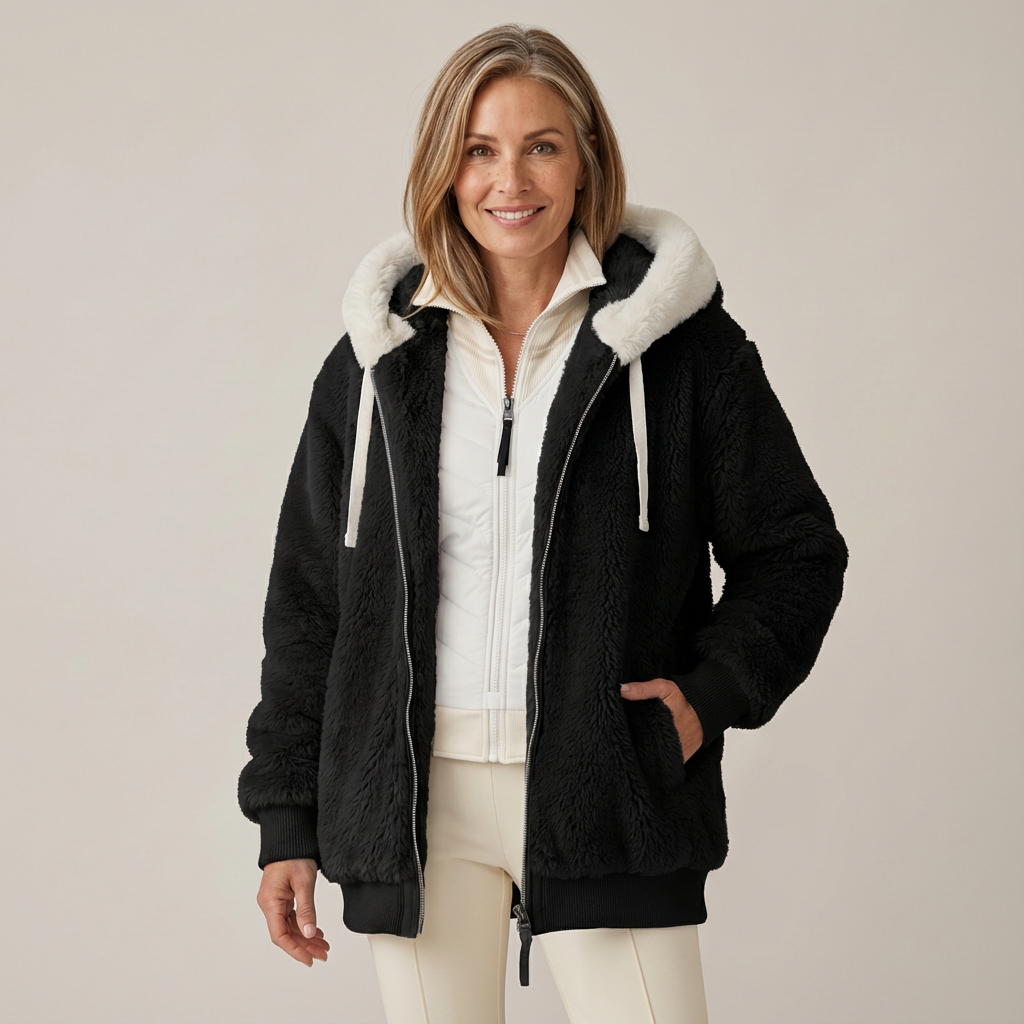 Kristia Women's Hooded Winter Jacket - Zip Front Parka Style
