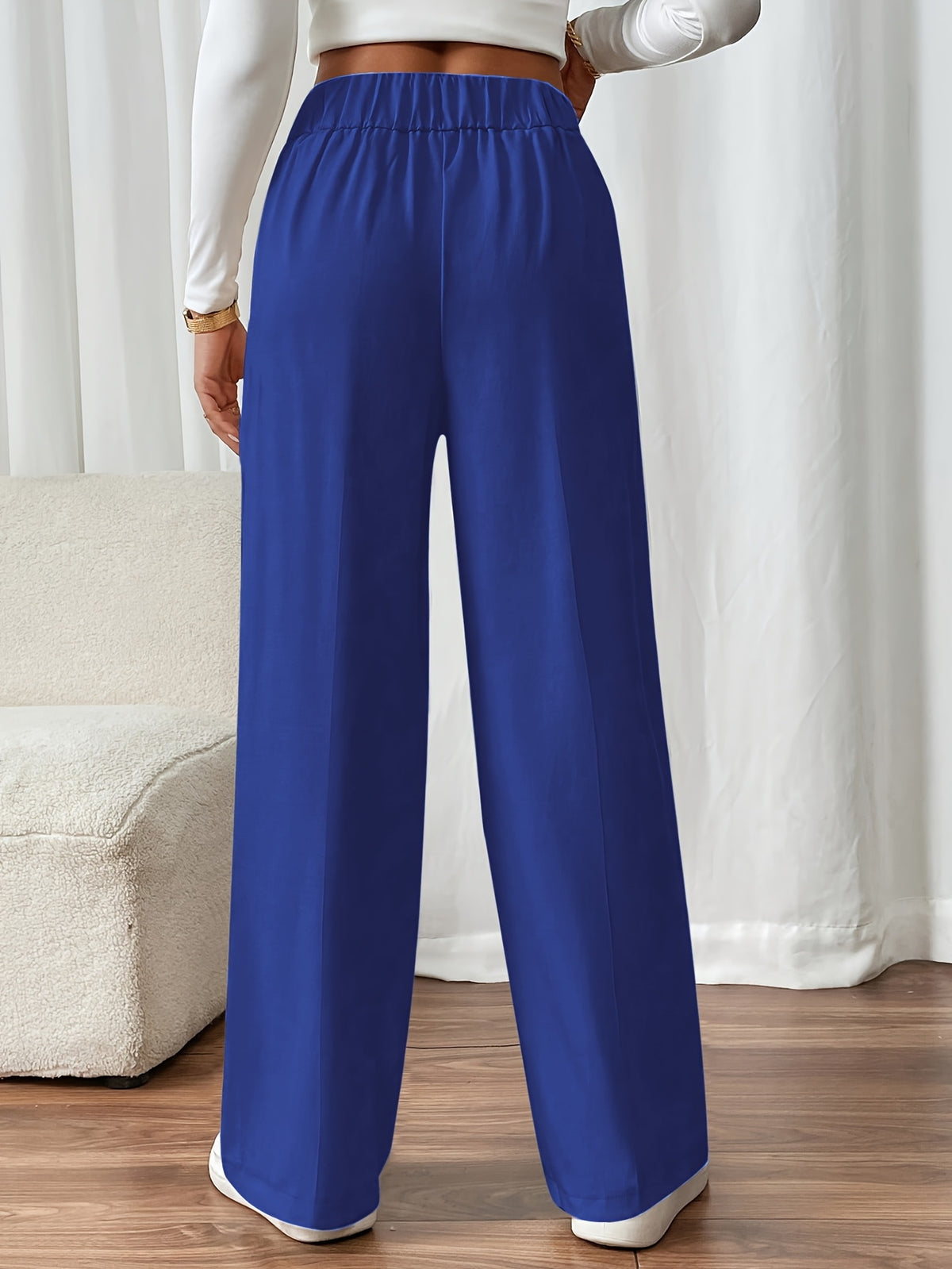 Evi High-Waist Wide-Leg Sweatpants with Button Flap for Women