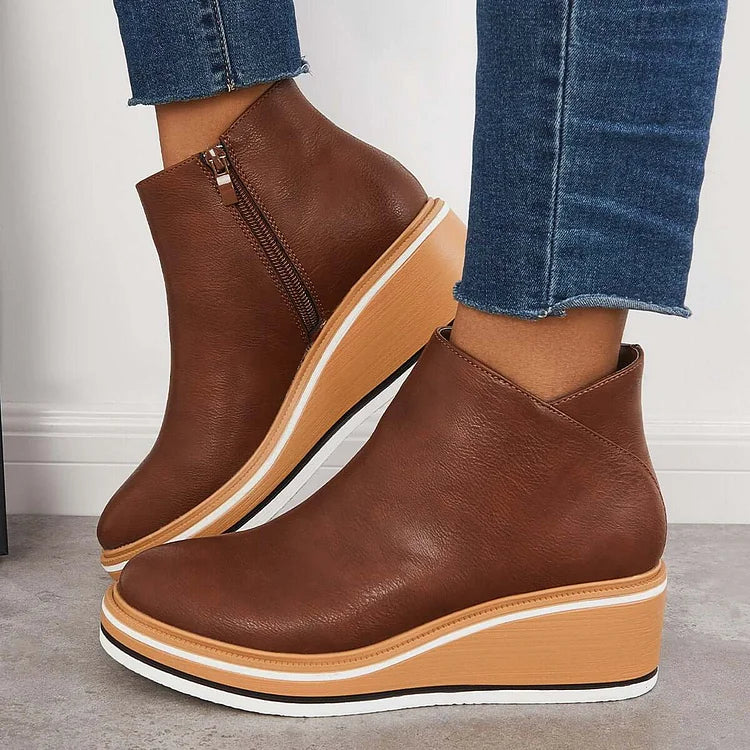 Anja Side-Zip Ankle Boots with Almond Toe for Women
