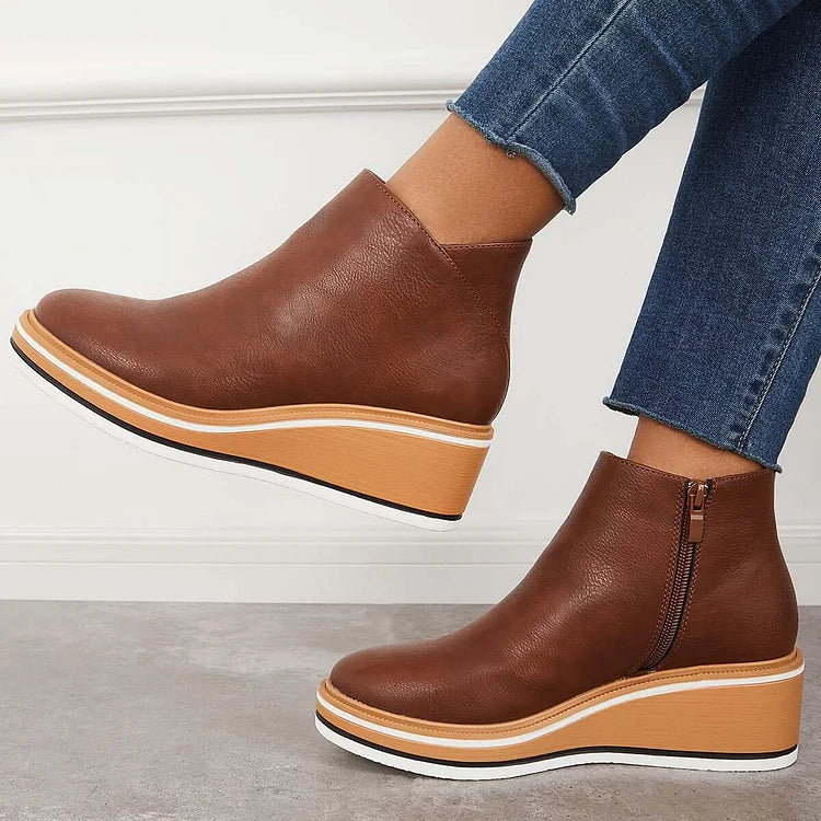 Anja Side-Zip Ankle Boots with Almond Toe for Women