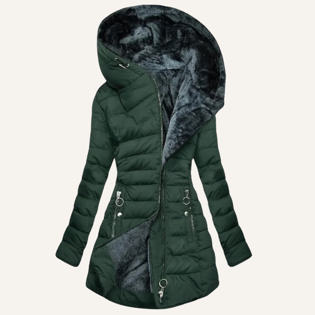 Ginnette | Women's Faux Fur Lined Down Jacket - Hooded Winter Coat
