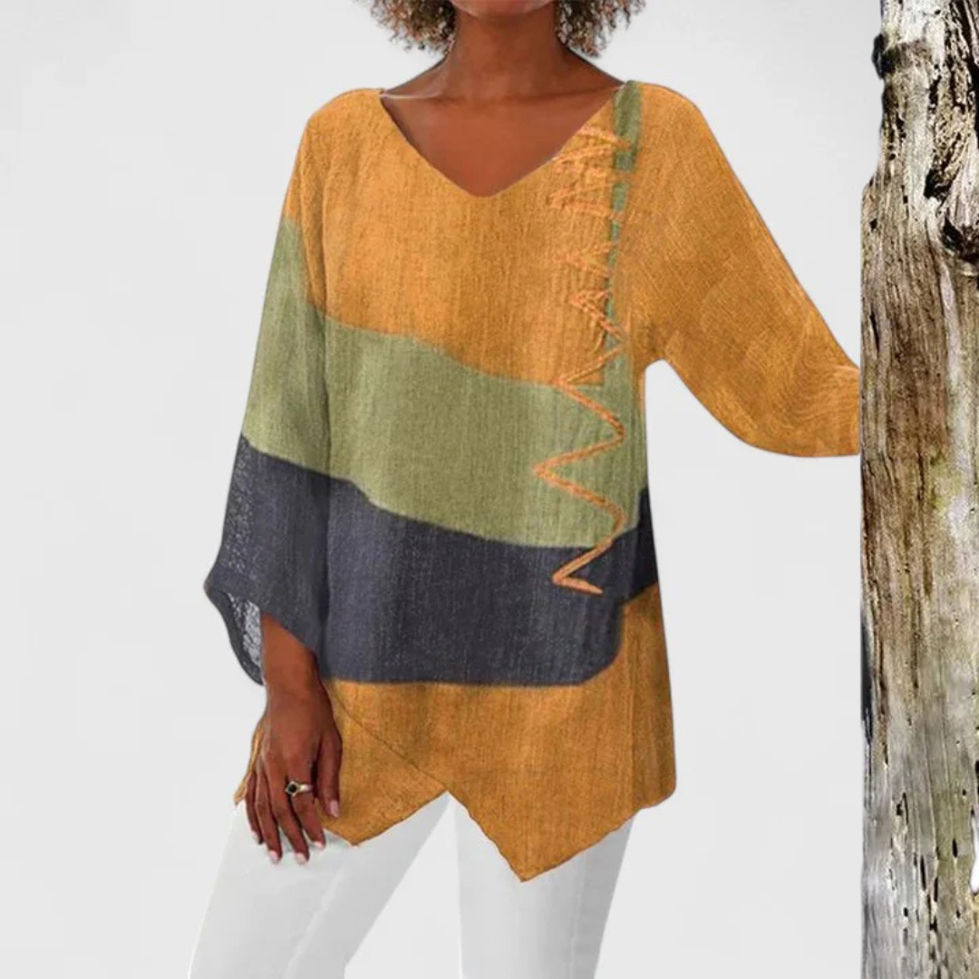 Elysia | Women's V-Neck Tunic Blouse for Work