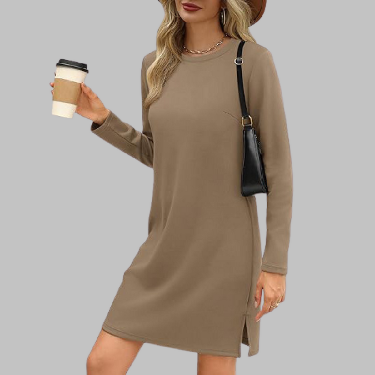 Gretchen | Round Neck Straight-Cut Long Dresses Sleeve for Women