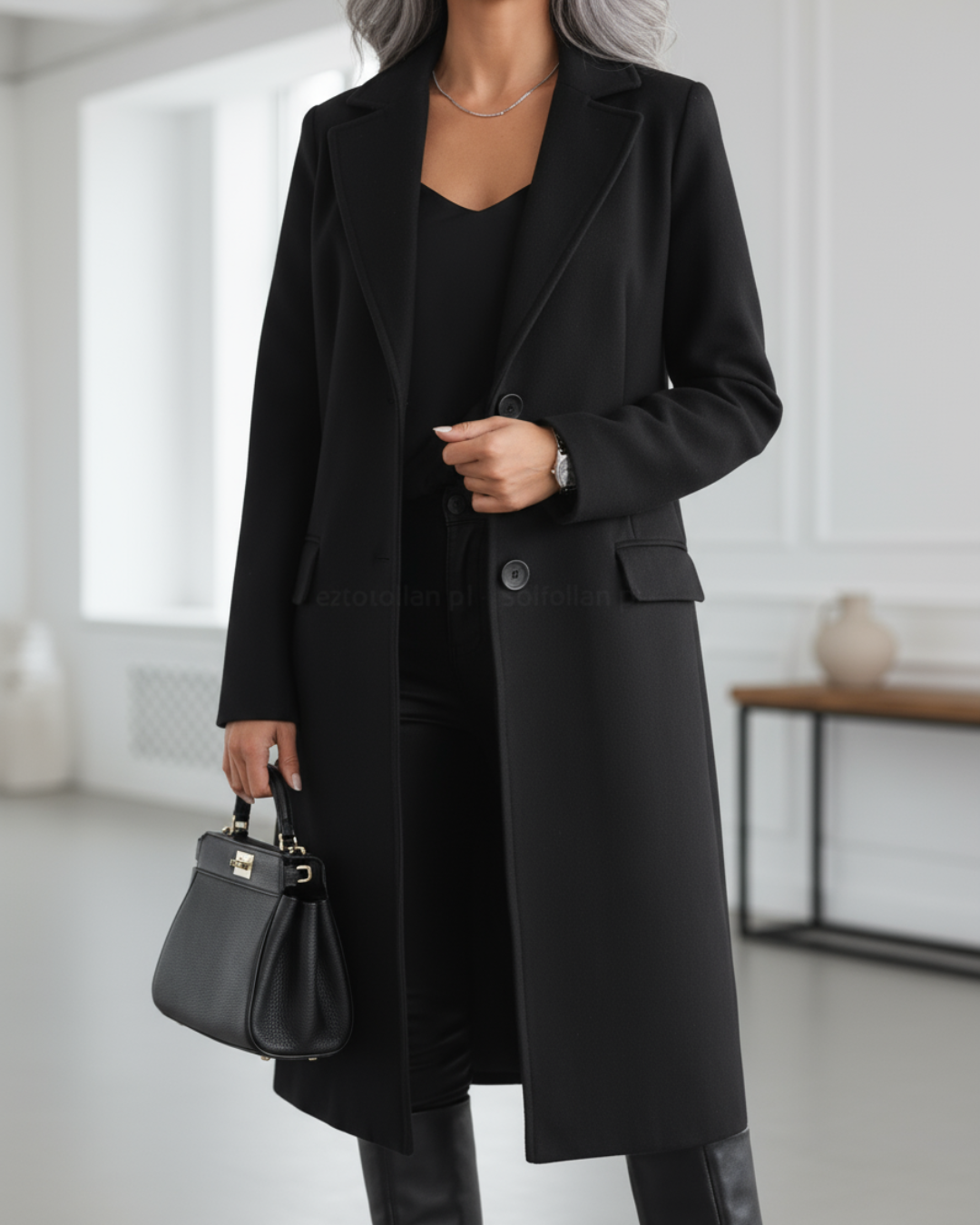 Anastacia | Women's Long Coat Relaxed-Fit Deep Pockets – Winter Layering