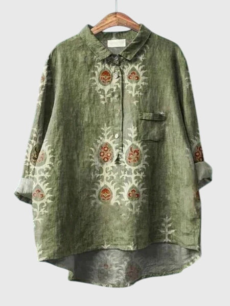 Valeria | Women's Floral V-Neck Long Sleeve Blouse – Work