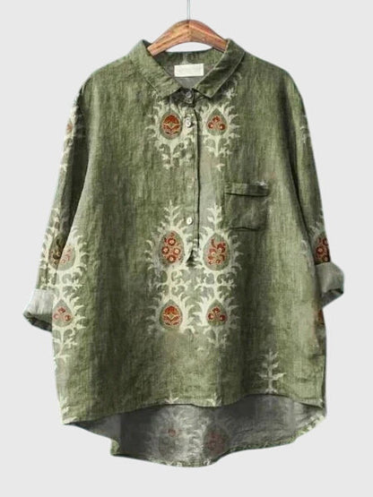 Valeria | Women's Floral V-Neck Long Sleeve Blouse – Work