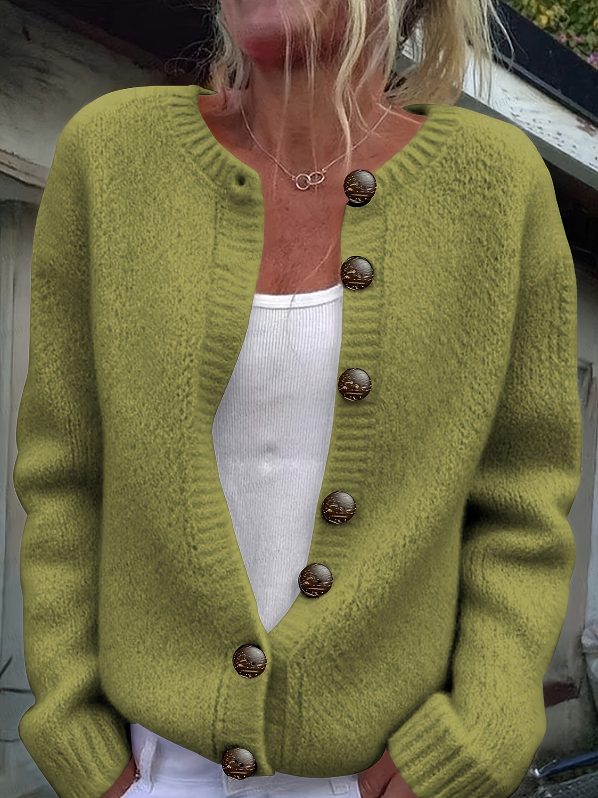 Caitlin | Ribbed Button-Front Knit Cardigan for Women