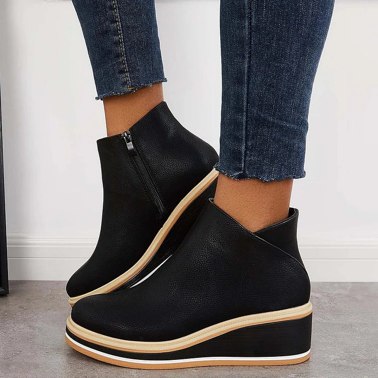 Anja Side-Zip Ankle Boots with Almond Toe for Women