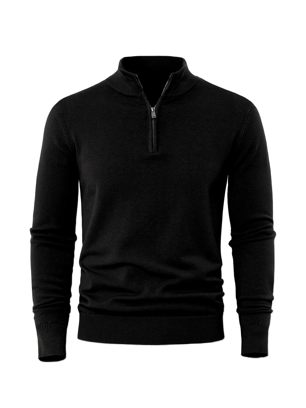 Rhys | Ribbed Quarter Zip Sweater with Mock Neck for Men