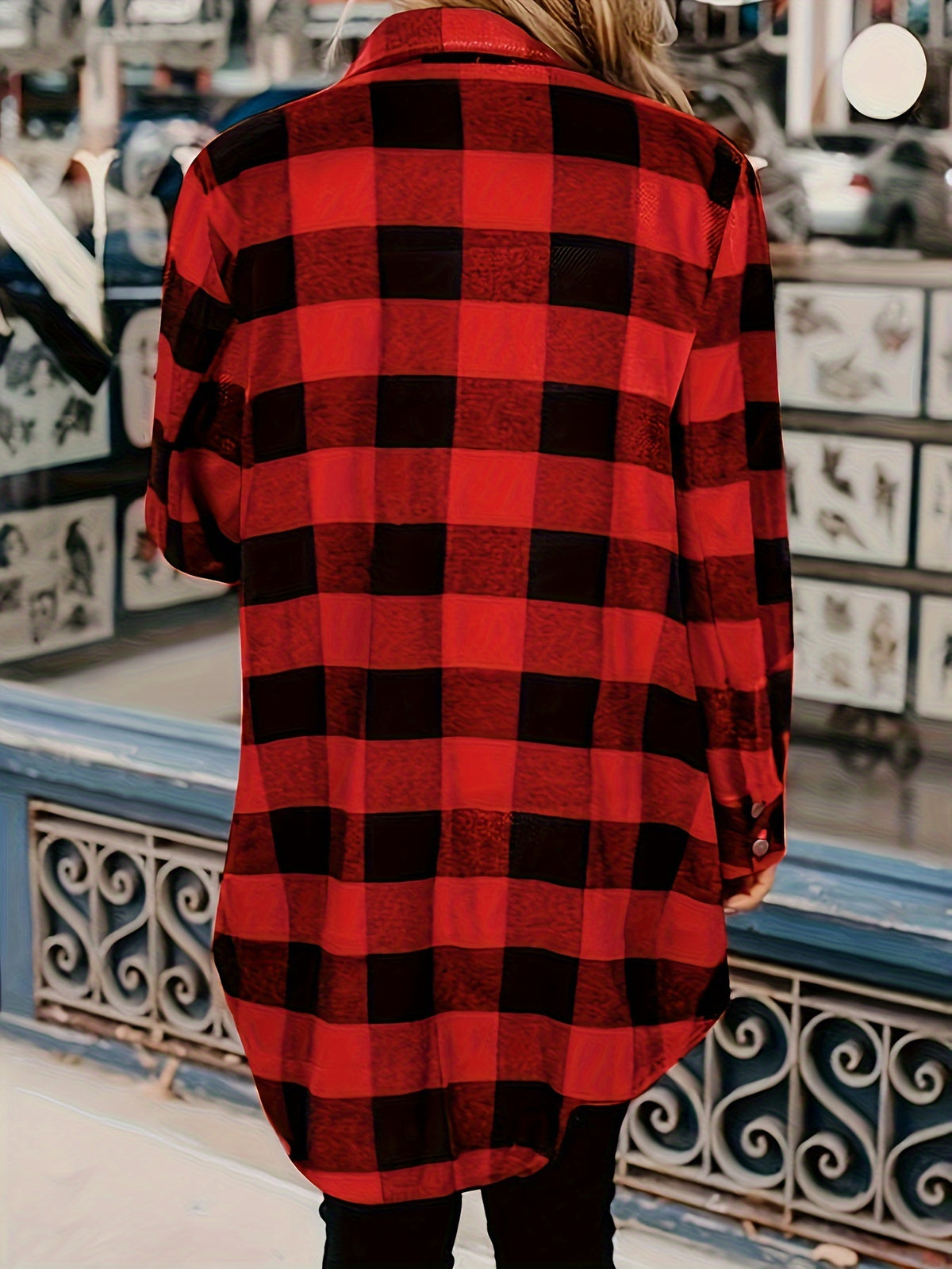 Asta | Plaid Longline Shacket with Pockets for Women