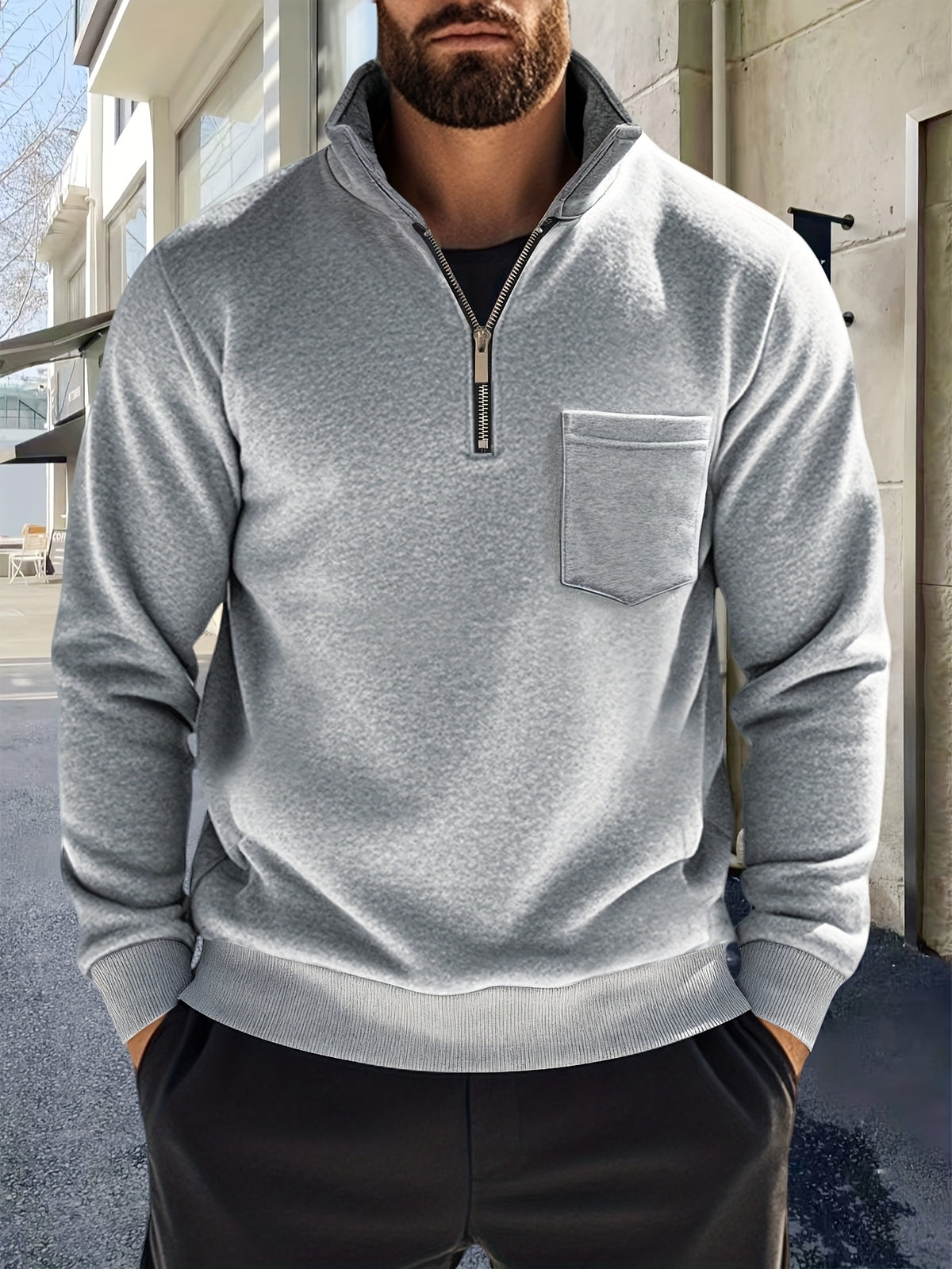 Rafael | Quarter Zip Sweater with Chest Pocket for Men