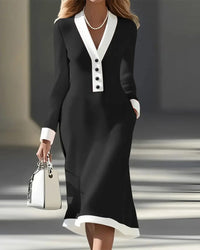 Noelani | V-Neck Long Sleeve Dress with Button Front for Women