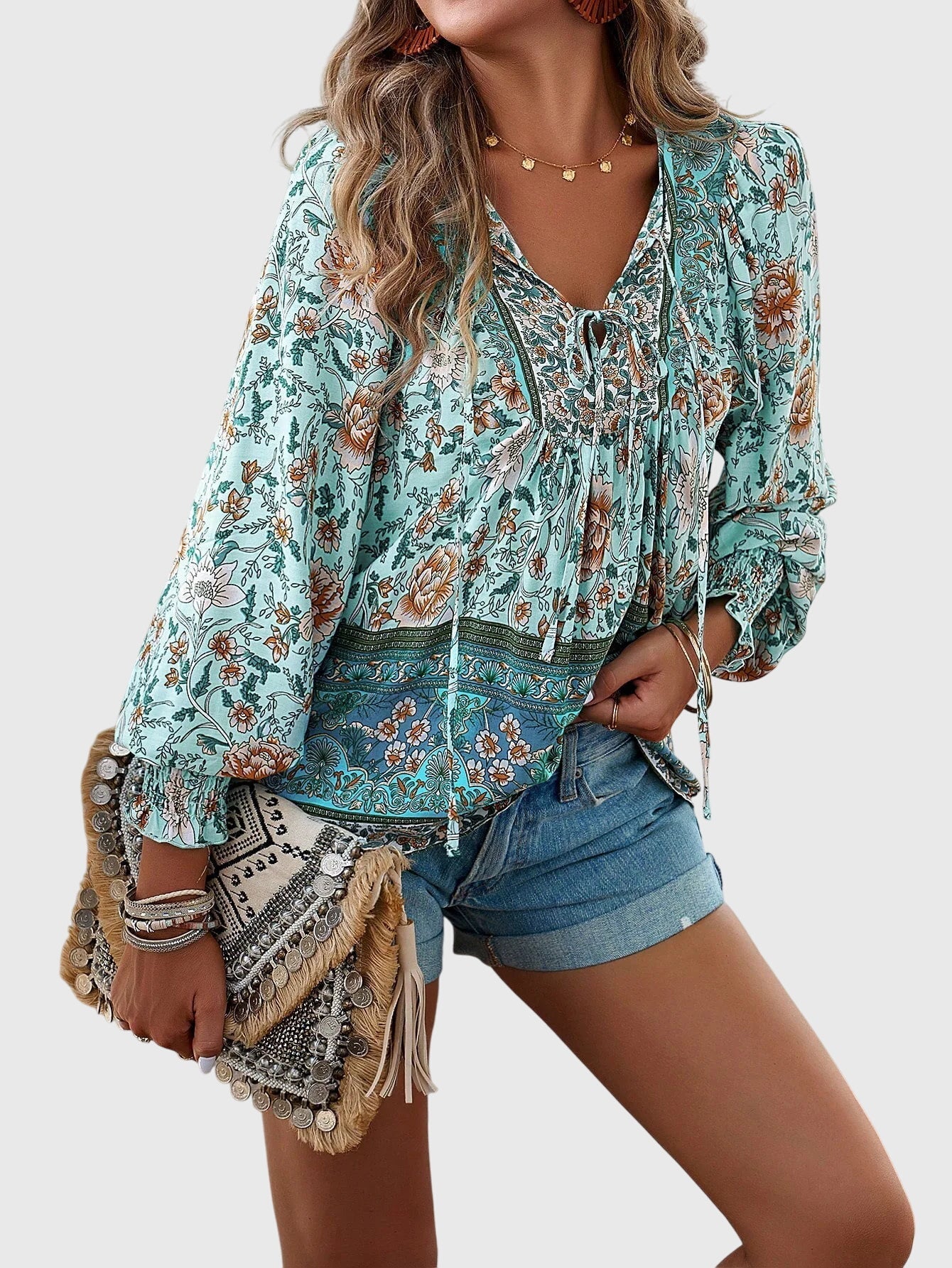 Lexi | Women's V-Neck Long Sleeve Pullover Blouse