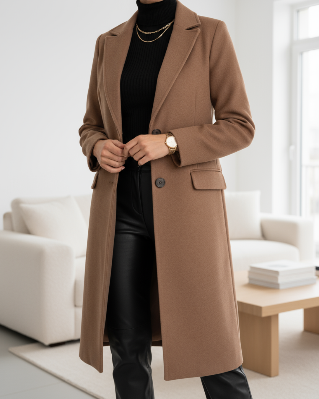 Anastacia | Women's Long Coat Relaxed-Fit Deep Pockets – Winter Layering