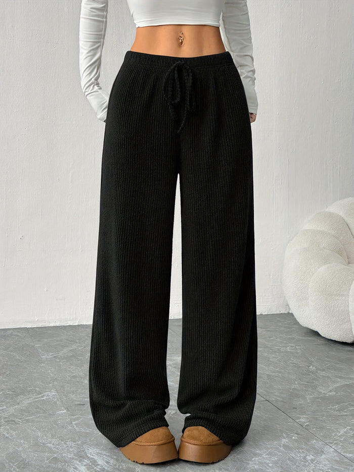 Erna | Ribbed Wide-Leg Sweatpants with Drawstring for Women