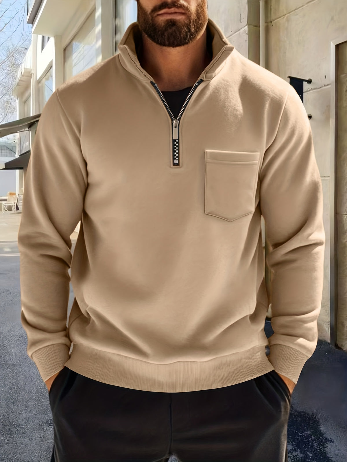 Rafael | Quarter Zip Sweater with Chest Pocket for Men