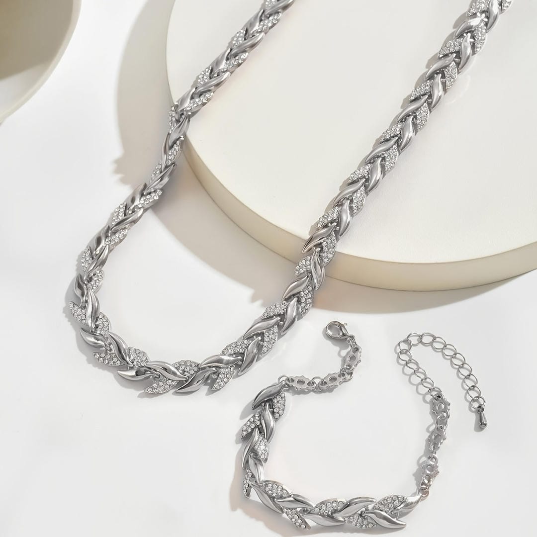 Elegant Glass Rhinestone Fish Tail Set