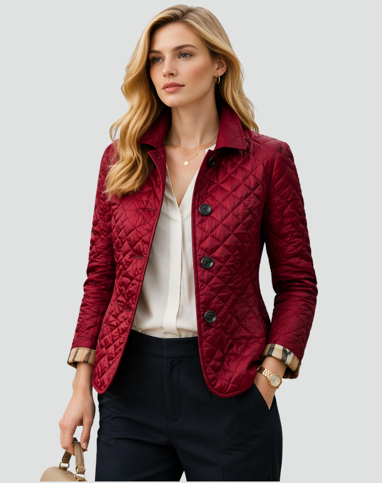 Ilaria | Quilted Button-Front Jacket with Collar for Women