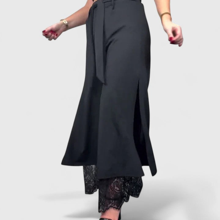 Madonna | Women's Wide Leg High-Waisted Trousers - Elegant Evening