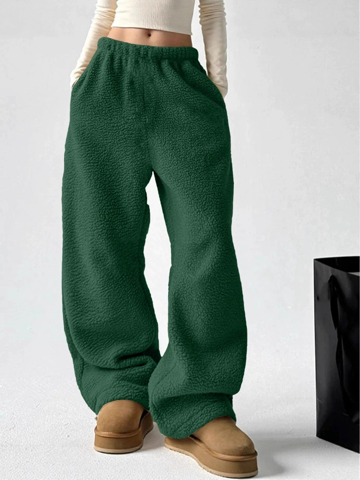 Aase | Textured Wide-Leg Fleece Pants for Women