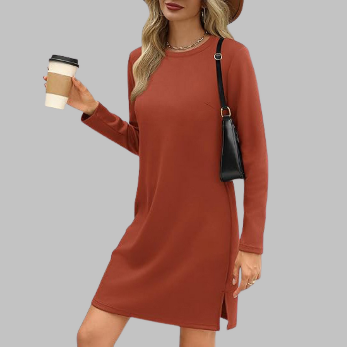 Gretchen | Round Neck Straight-Cut Long Dresses Sleeve for Women