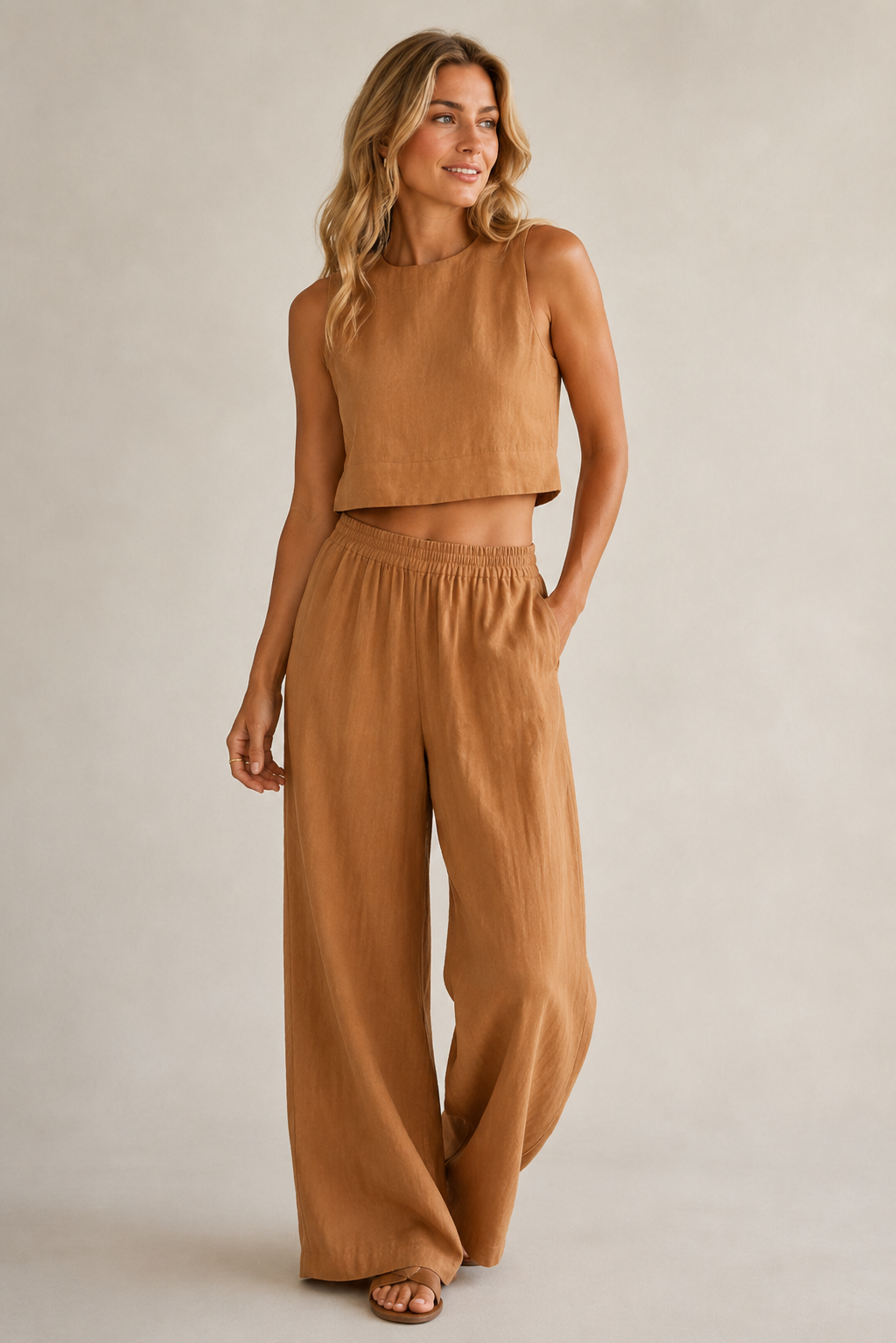 Marlin | Wide-Leg Lounge Set with Cropped Top for Women