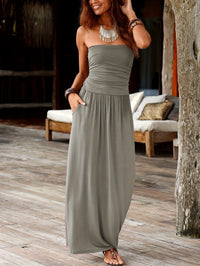 Catharina | Ruched Bandeau Maxi Dress with Pockets for Women