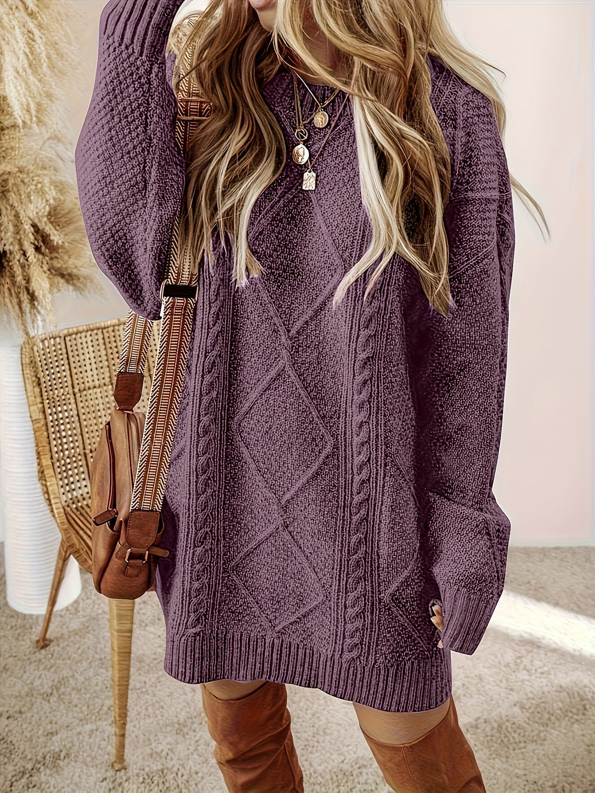 Undine | Oversized Cable Knit Sweater Dress for Women